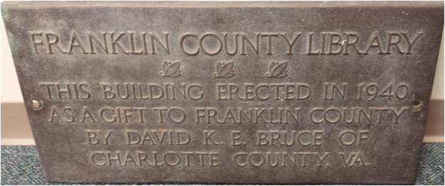 Franklin County Library Plaque